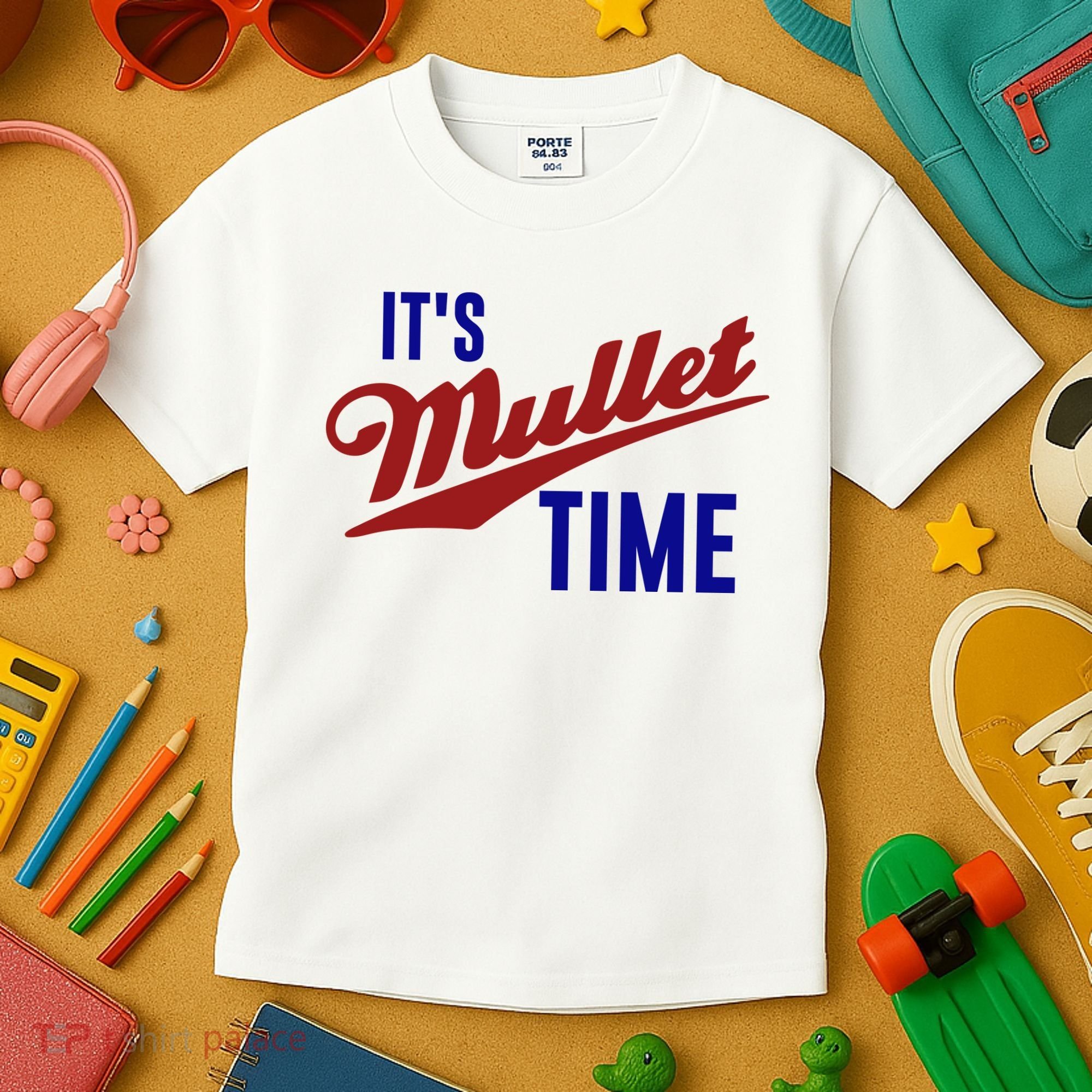 It’s Mullet Time, Funny Redneck Mullet Kids T-Shirt