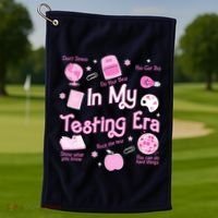 In My Testing Era Teachers Student Rock Testing Day Golf Towel thumb 1