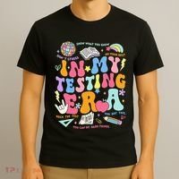 In My Testing Era Teachers Student Rock The Test T-Shirt thumb 3