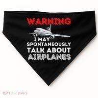 I May Talk About Airplanes Funny Pilot & Aviation Airplane USA-Made Doggie Bandana thumb 0