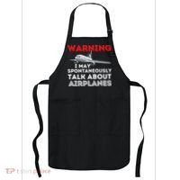 I May Talk About Airplanes Funny Pilot & Aviation Airplane Apron thumb 0