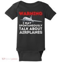 I May Talk About Airplanes Funny Pilot & Aviation Airplane Baby Bodysuit thumb 0