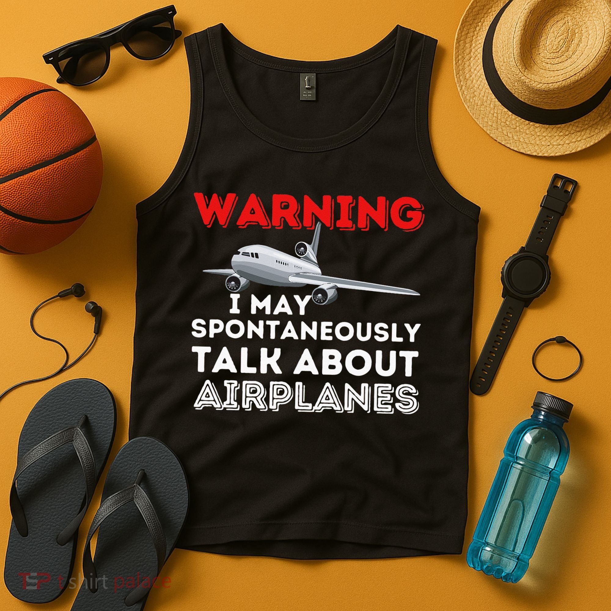 I May Talk About Airplanes Funny Pilot & Aviation Airplane Tank Top
