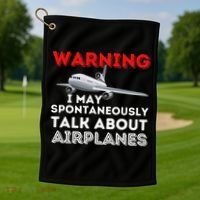 I May Talk About Airplanes Funny Pilot & Aviation Airplane Golf Towel thumb 1