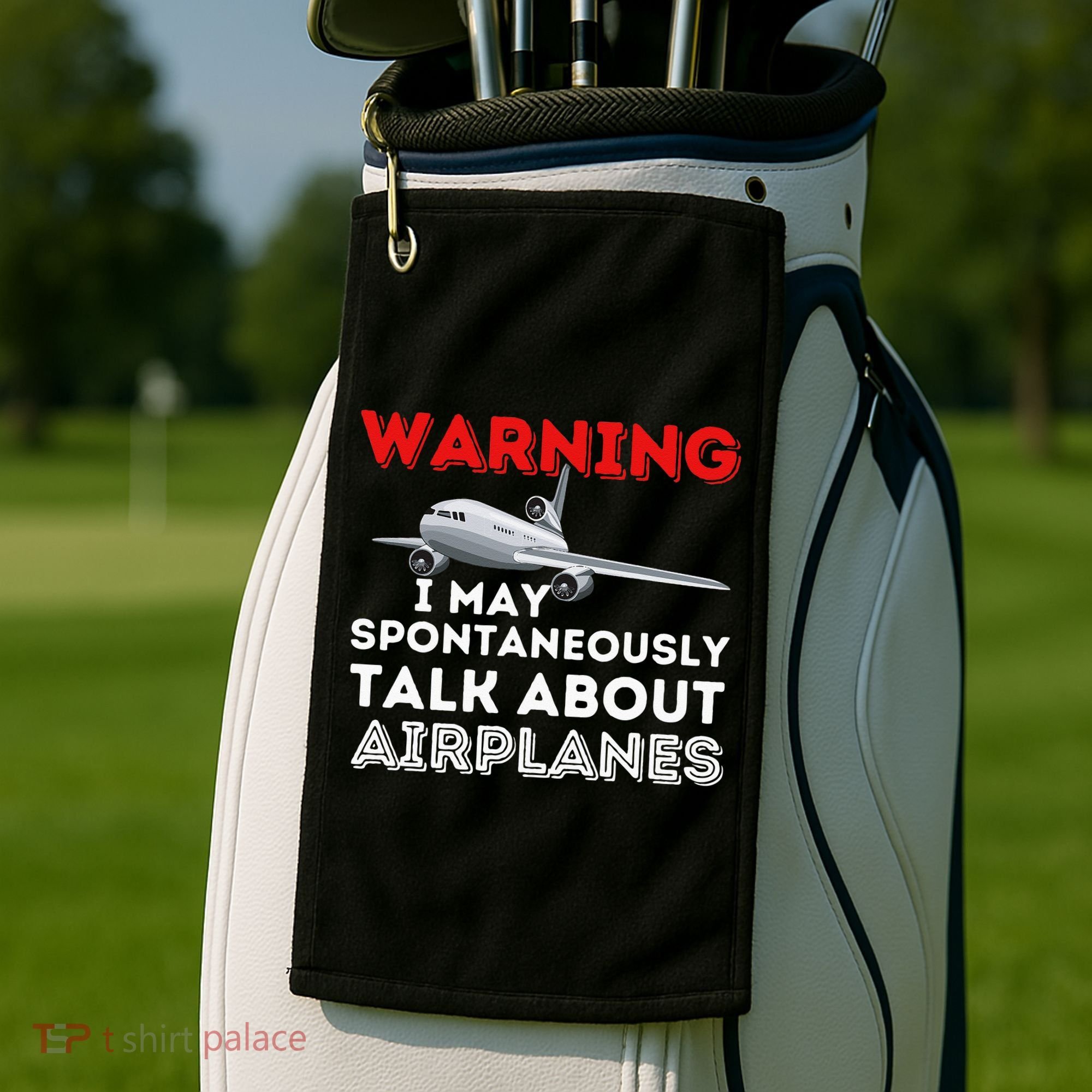 I May Talk About Airplanes Funny Pilot & Aviation Airplane Golf Towel