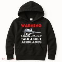 I May Talk About Airplanes Funny Pilot & Aviation Airplane Kids Hoodie thumb 0