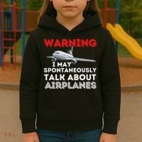 I May Talk About Airplanes Funny Pilot & Aviation Airplane Kids Hoodie thumb 3