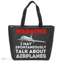 I May Talk About Airplanes Funny Pilot & Aviation Airplane Tote Bag thumb 0