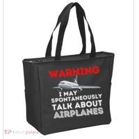 I May Talk About Airplanes Funny Pilot & Aviation Airplane Tote Bag thumb 2
