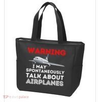 I May Talk About Airplanes Funny Pilot & Aviation Airplane Tote Bag thumb 3