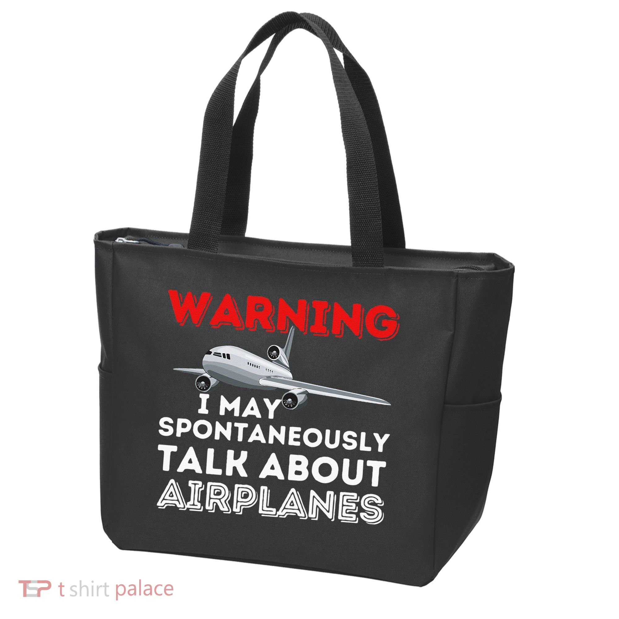 I May Talk About Airplanes Funny Pilot & Aviation Airplane Tote Bag