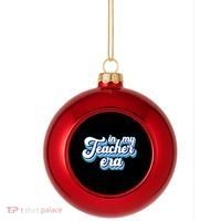 In My Teacher Era Retro Style Plastic Christmas Ball Ornament thumb 0