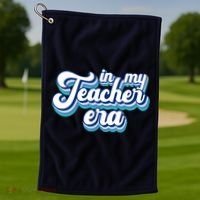 In My Teacher Era Retro Style Golf Towel thumb 1