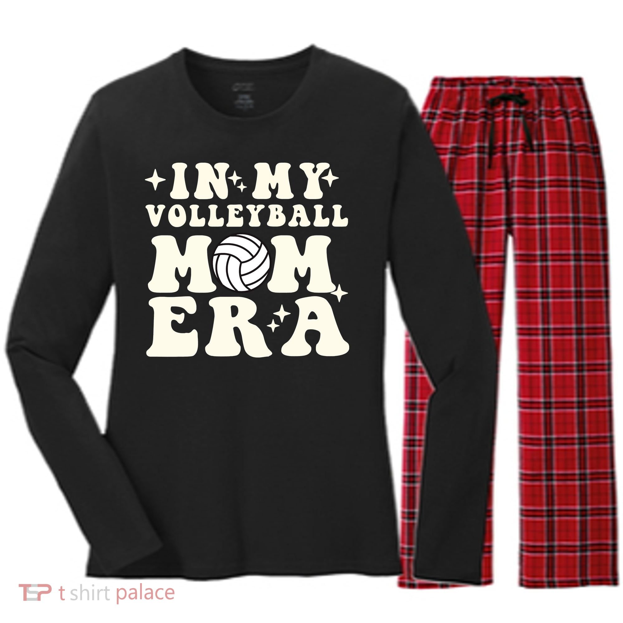 In My Volleyball Mom Era Women's Long Sleeve Flannel Pajama Set 