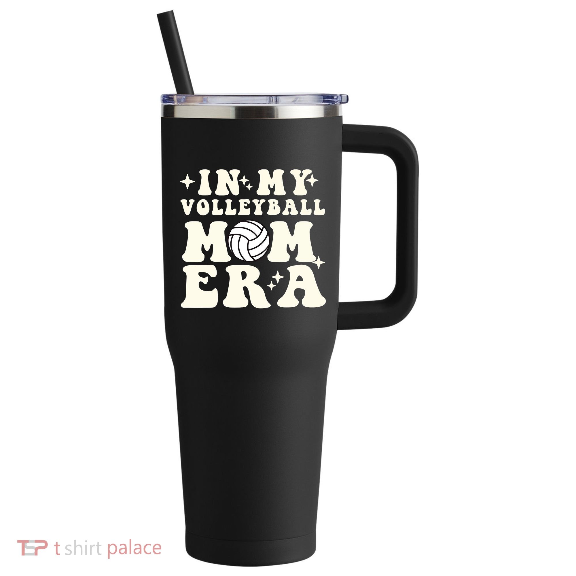 In My Volleyball Mom Era 40oz Vacuum Insulated Stainless Steel Travel Tumbler