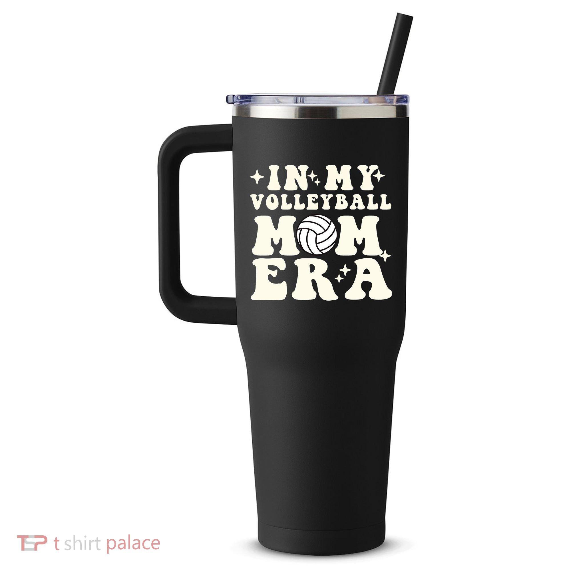 In My Volleyball Mom Era 40oz Vacuum Insulated Stainless Steel Travel Tumbler