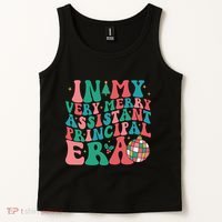 In My Very Merry Assistant Principal Era Groovy Christmas Tank Top thumb 2