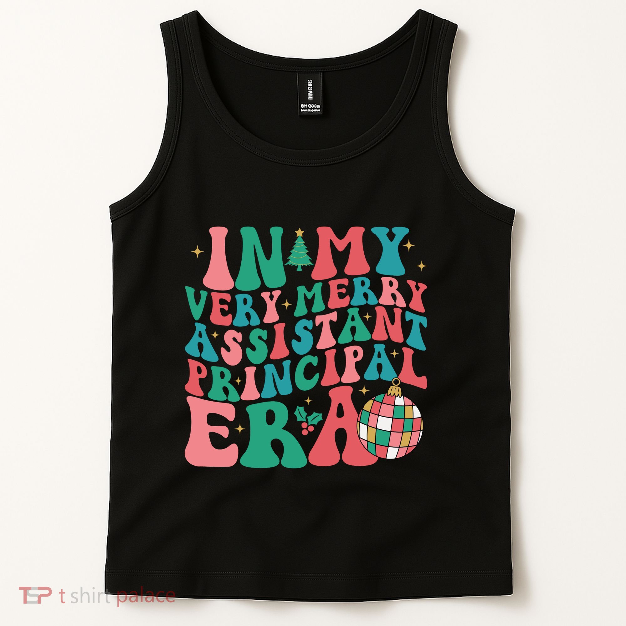 In My Very Merry Assistant Principal Era Groovy Christmas Tank Top