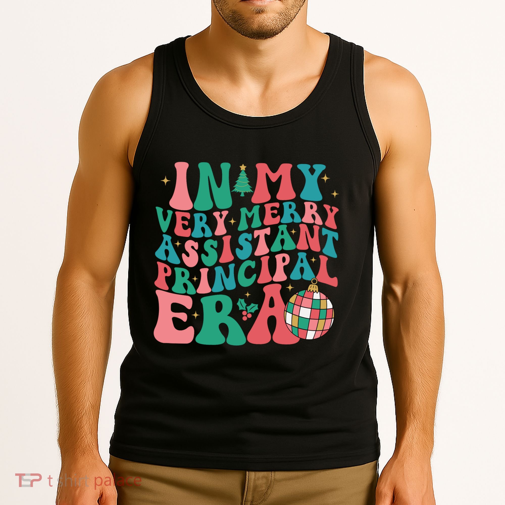 In My Very Merry Assistant Principal Era Groovy Christmas Tank Top
