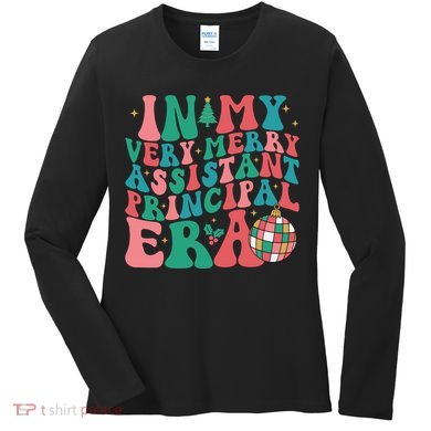 In My Very Merry Assistant Principal Era Groovy Christmas Women's Long Sleeve Shirt