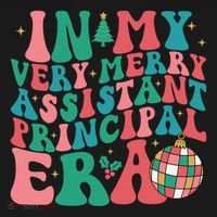 In My Very Merry Assistant Principal Era Groovy Christmas Women's Long Sleeve Shirt thumb 2
