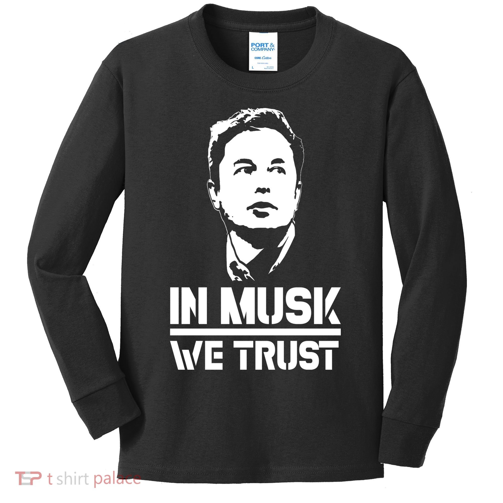 In Musk We Trust Elon Musk Kids Long Sleeve Shirt