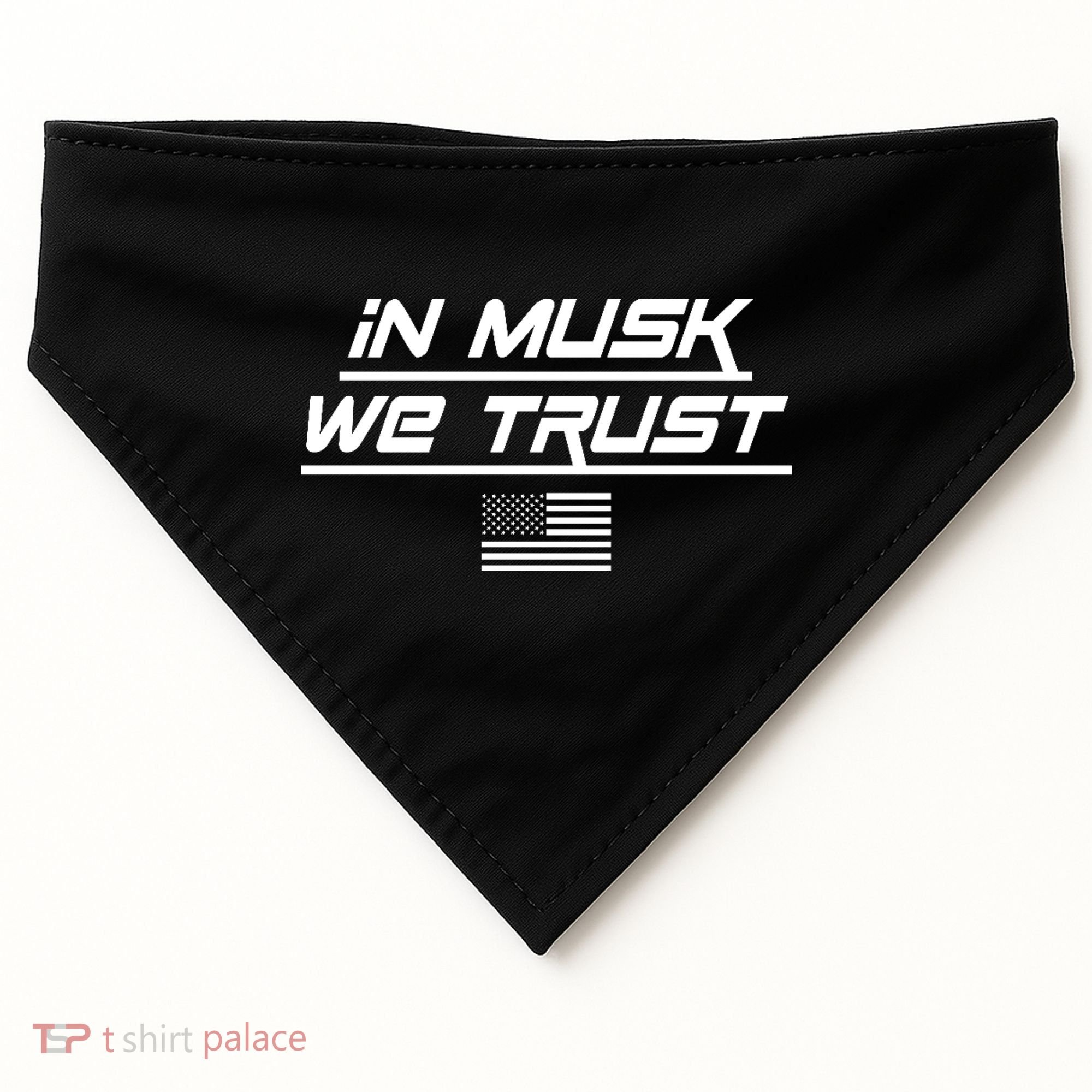 In Musk We Trust USA Flag Elon Funny USA-Made Doggie Bandana