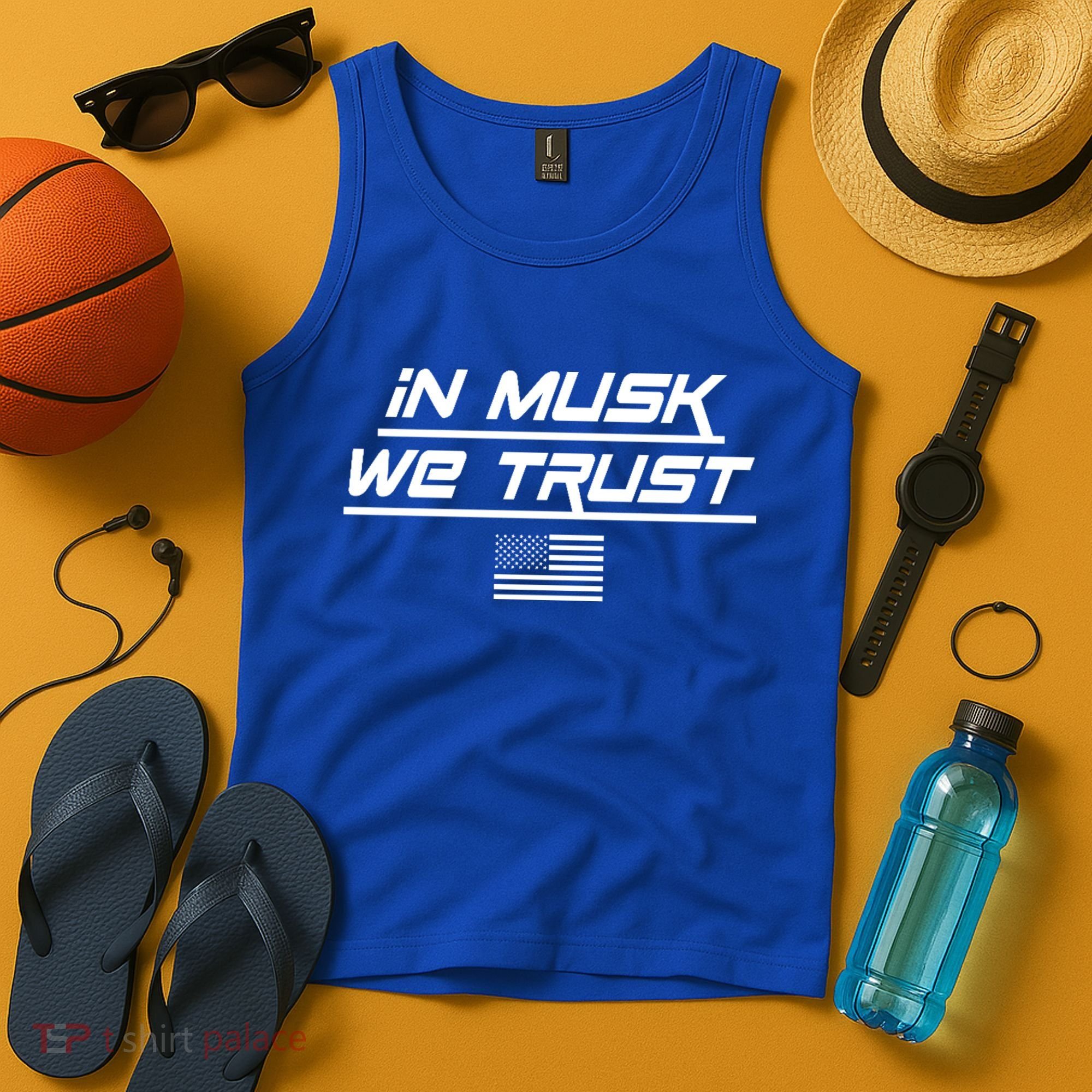 In Musk We Trust USA Flag Elon Funny Tank Top