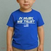 In Musk We Trust USA Flag Elon Funny Toddler T-Shirt thumb 2