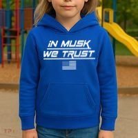 In Musk We Trust USA Flag Elon Funny Kids Hoodie thumb 3