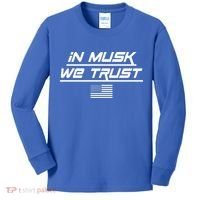 In Musk We Trust USA Flag Elon Funny Kids Long Sleeve Shirt thumb 0