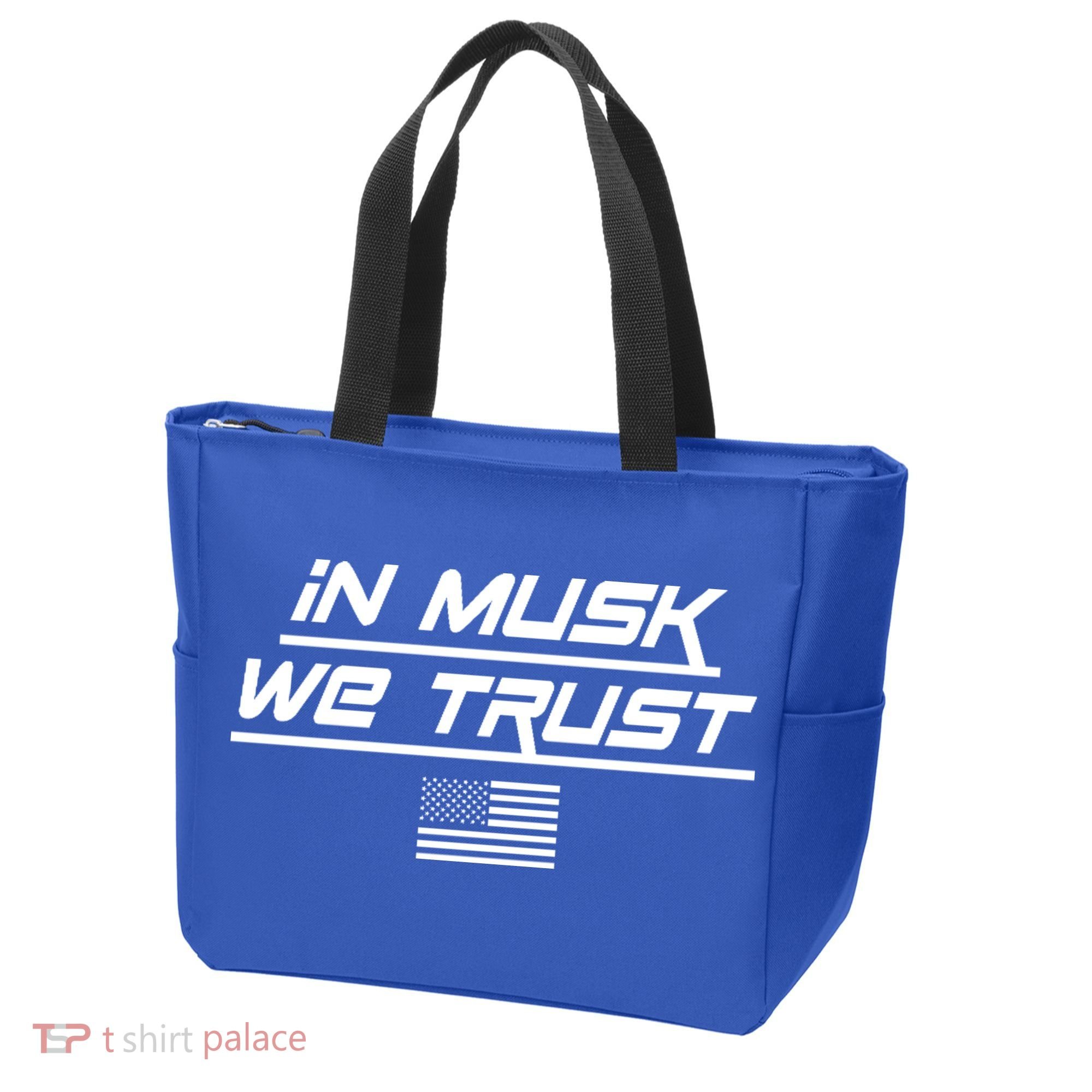 In Musk We Trust USA Flag Elon Funny Tote Bag