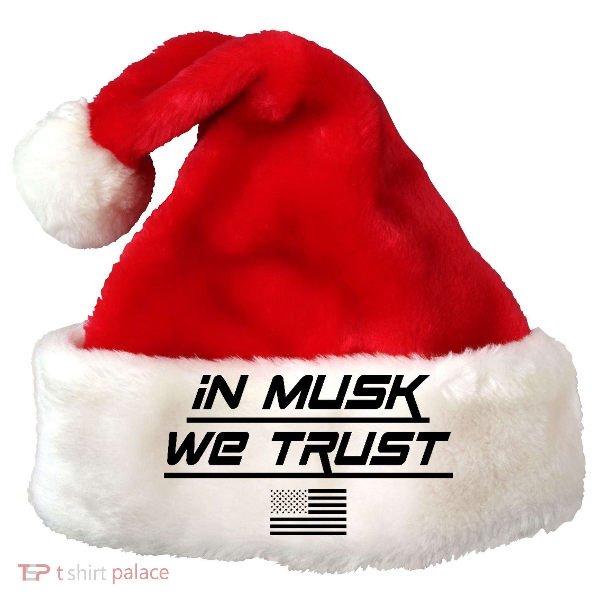 In Musk We Trust USA Flag Elon Funny Santa Hat