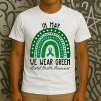 In May We Wear Green For Mental Health Awareness T-Shirt thumb 3
