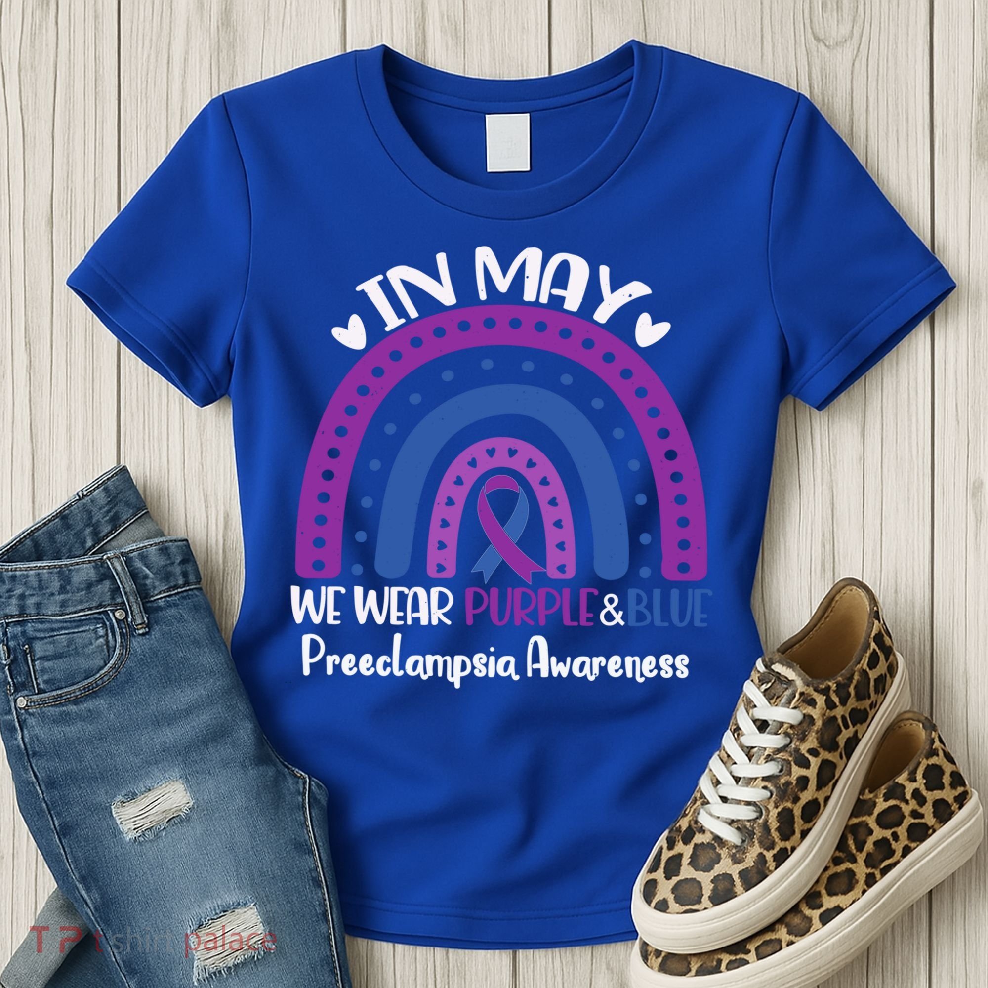 In May We Wear Purple And Blue Preeclampsia Awareness Meaningful Gift Women's T-Shirt