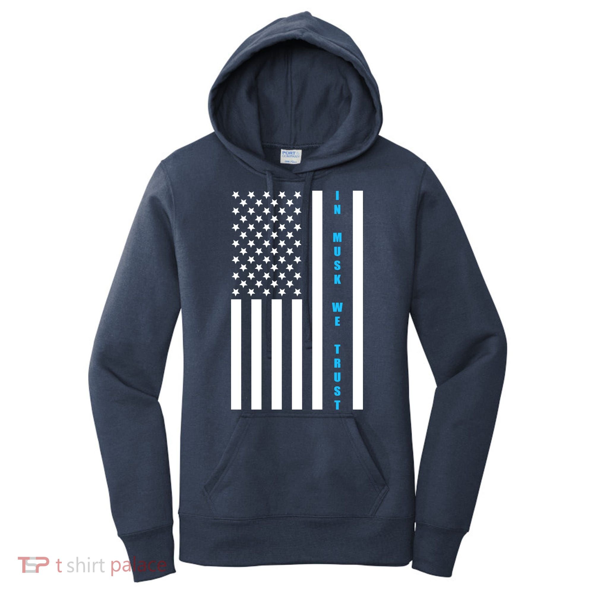 In Musk We Trust USA United States Flag Elon Funny Women's Hoodie