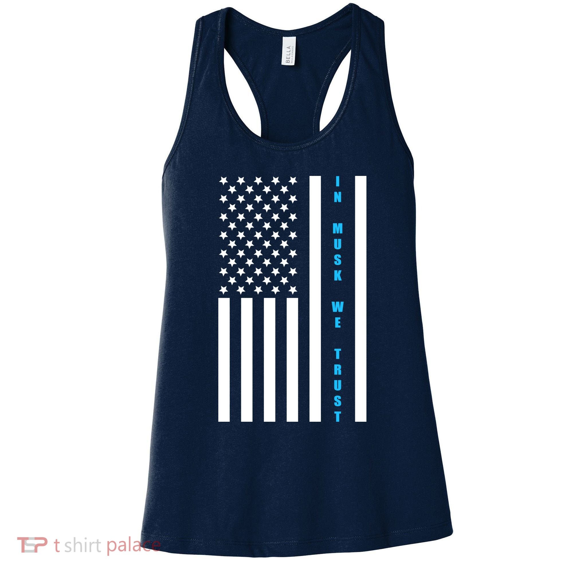 In Musk We Trust USA United States Flag Elon Funny Women's Tank Top