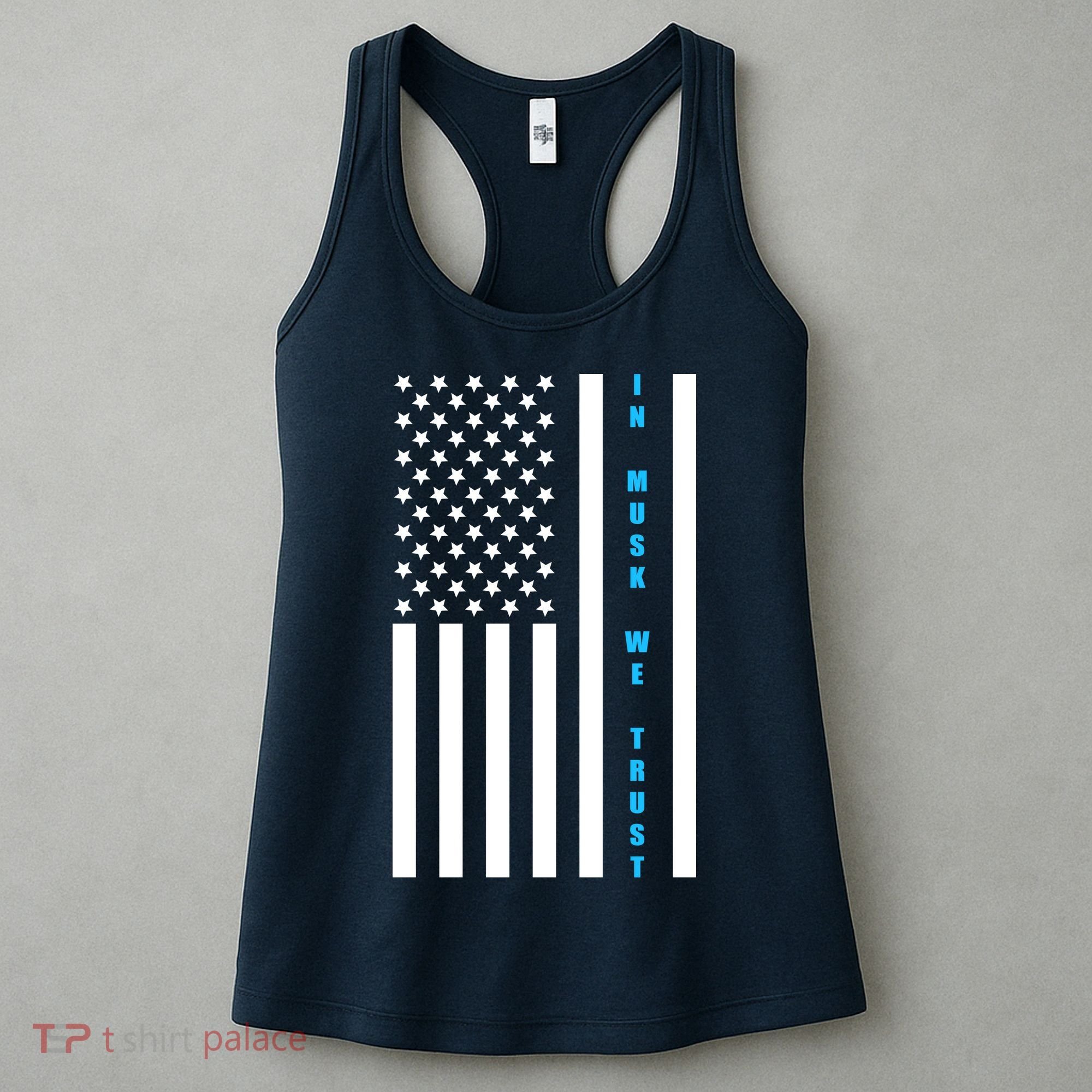 In Musk We Trust USA United States Flag Elon Funny Women's Tank Top