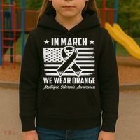 In March We Wear Orange For Multiple Sclerosis Awareness Ms Kids Hoodie thumb 3