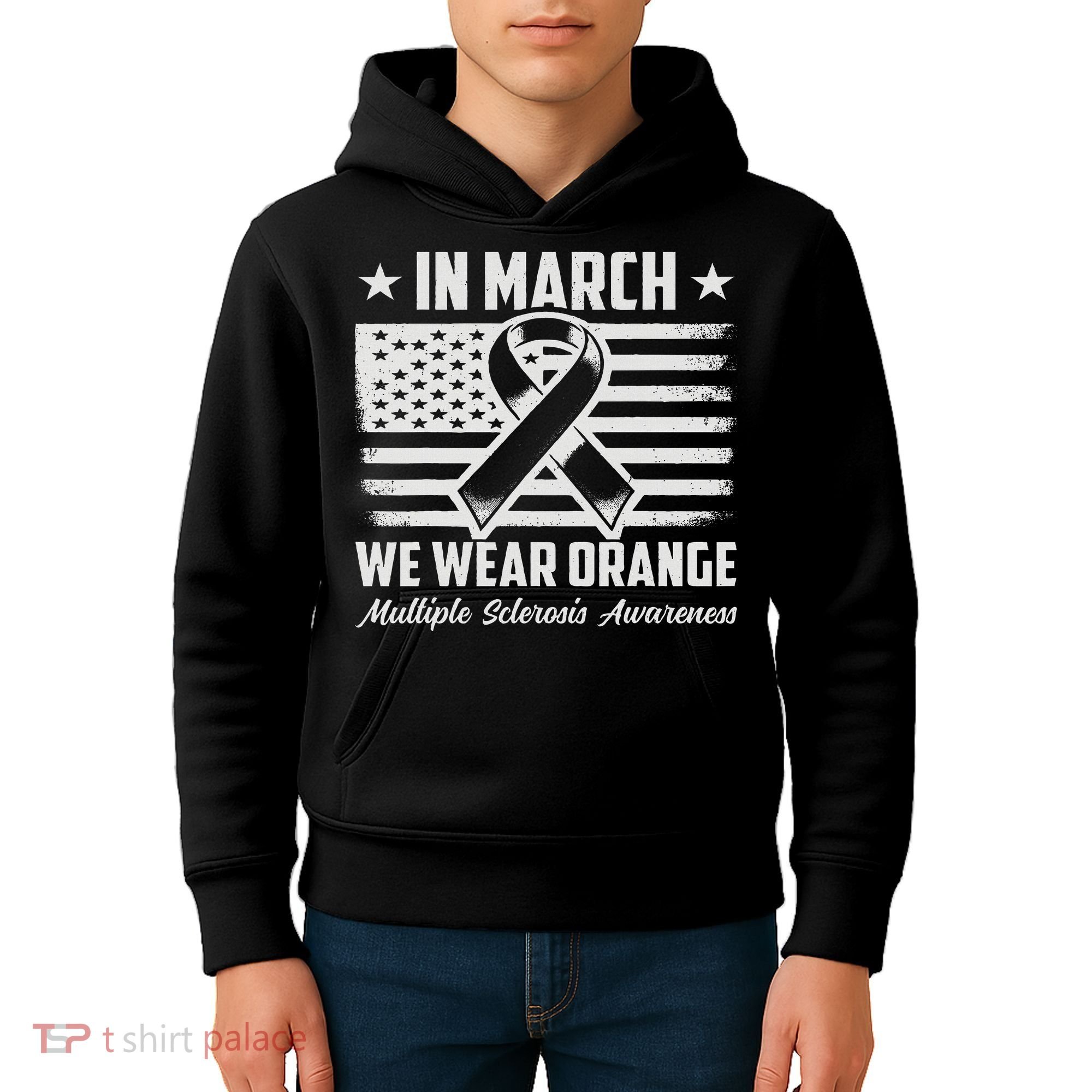 In March We Wear Orange For Multiple Sclerosis Awareness Ms Kids Hoodie