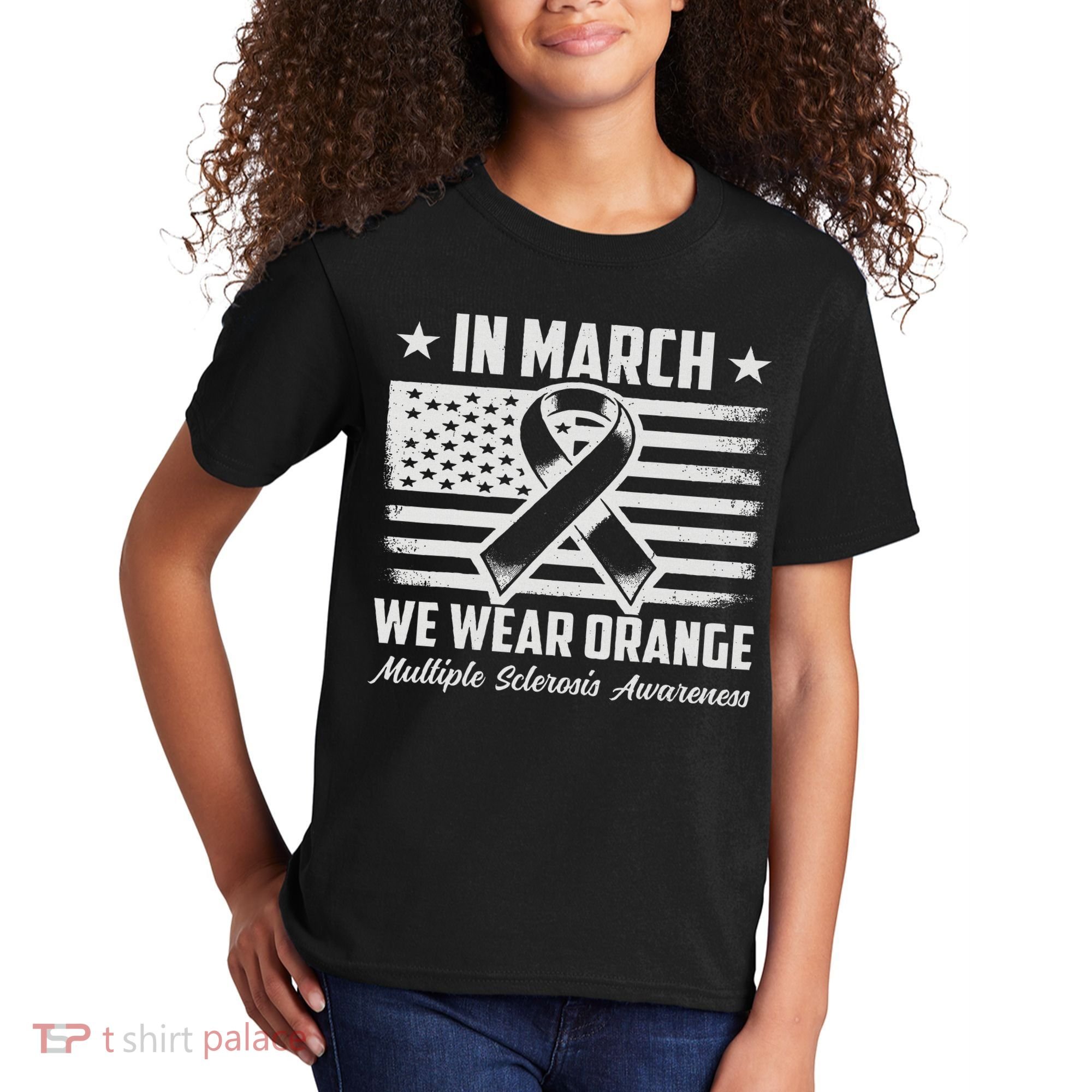 In March We Wear Orange For Multiple Sclerosis Awareness Ms Kids T-Shirt