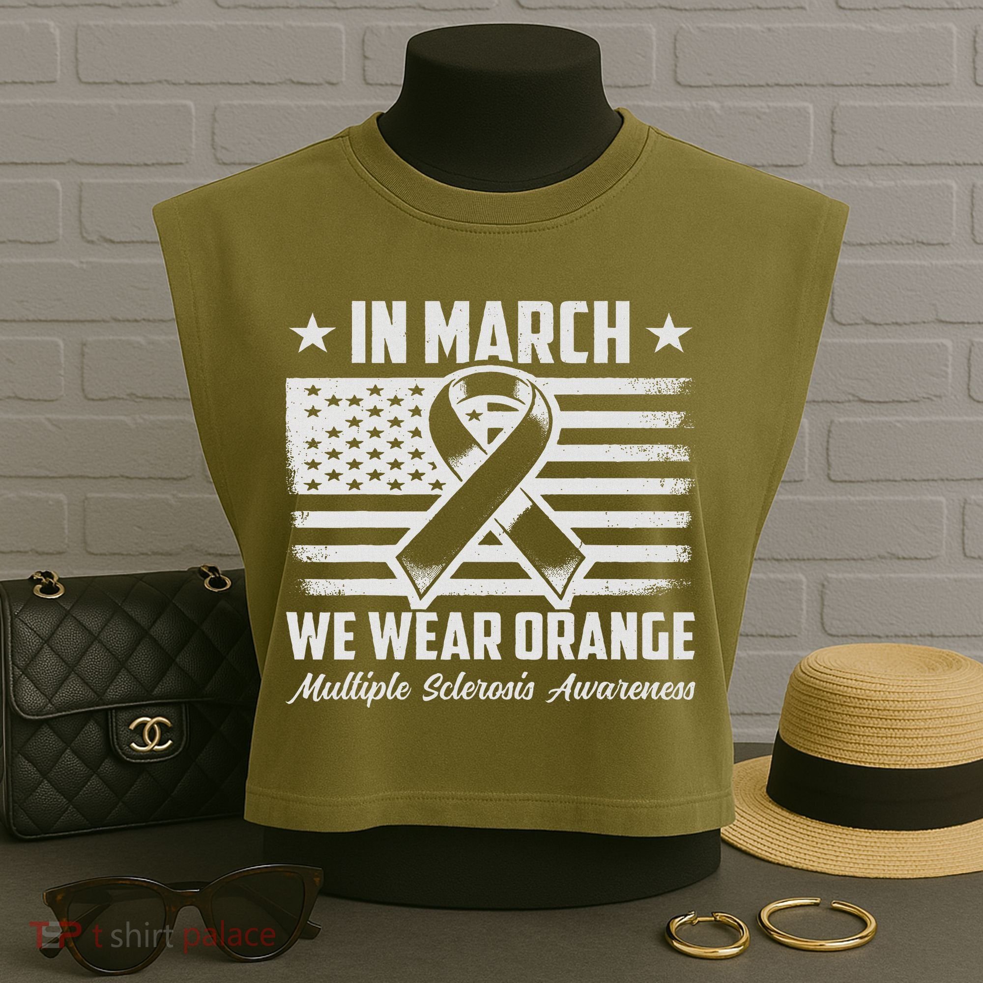 In March We Wear Orange For Multiple Sclerosis Awareness Ms Garment-Dyed Women's Muscle Tee