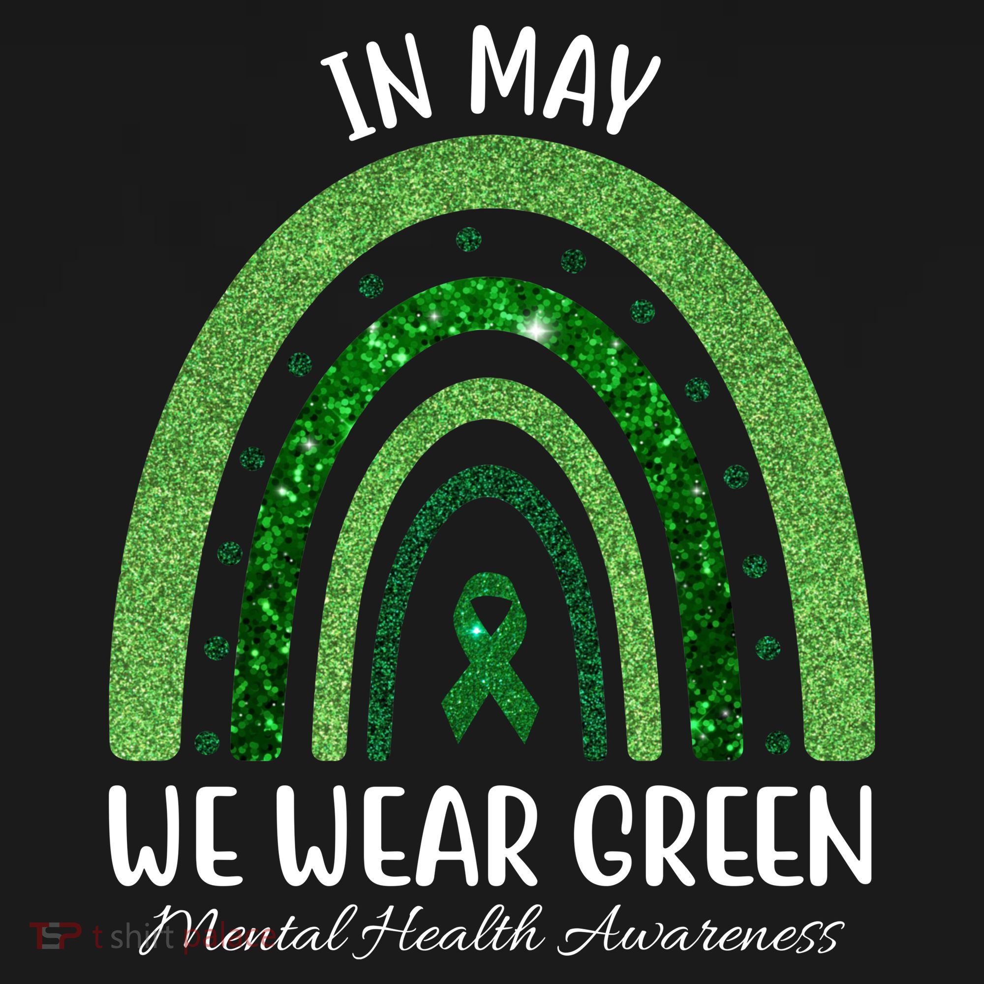 In May We Wear Green Mental Health Awareness Rainbow Coaster
