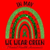 In May We Wear Green Mental Health Awareness Rainbow Santa Hat thumb 1