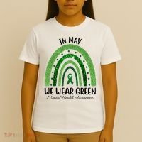 In May We Wear Green Mental Health Awareness Rainbow T-Shirt thumb 4