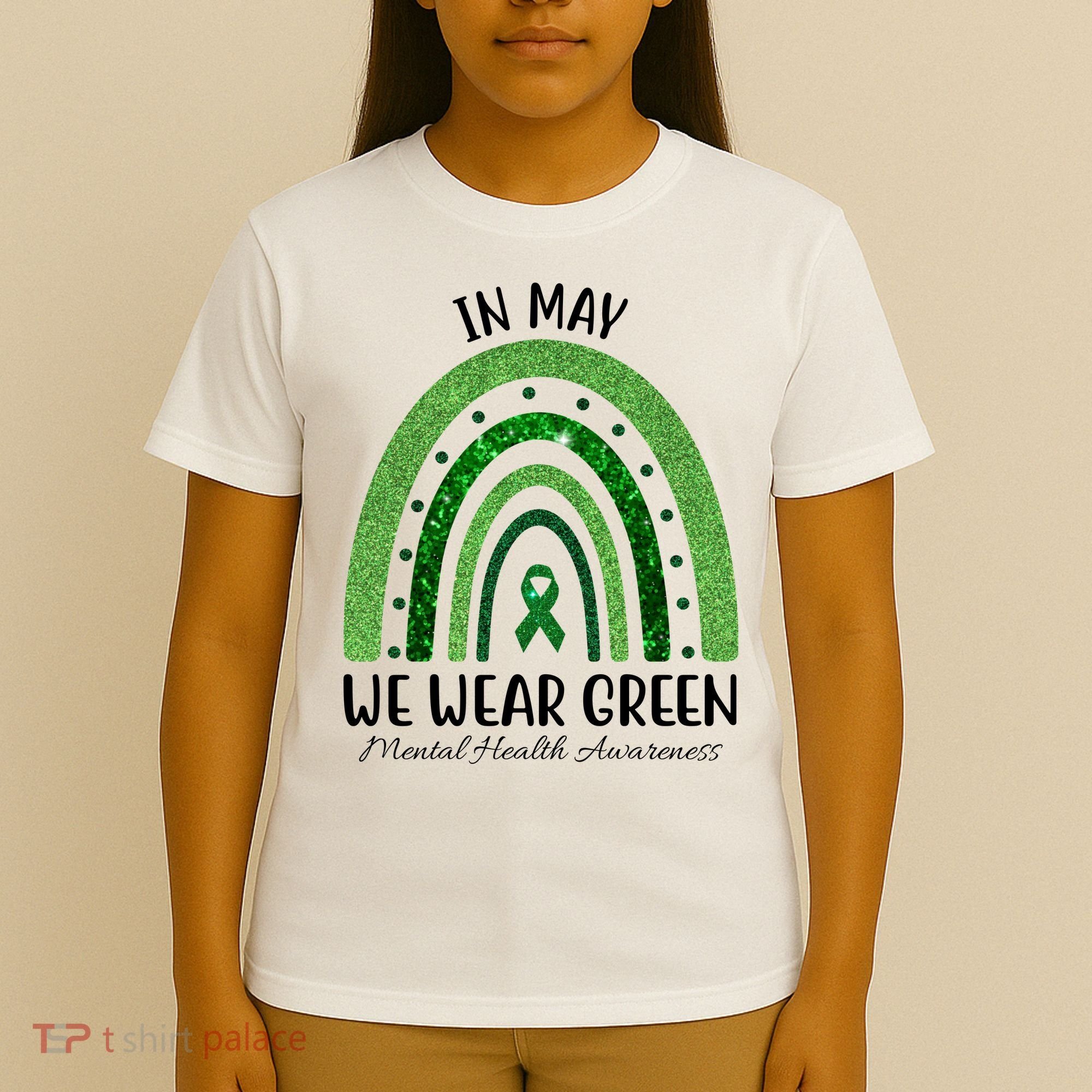 In May We Wear Green Mental Health Awareness Rainbow T-Shirt
