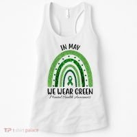 In May We Wear Green Mental Health Awareness Rainbow Women's Tank Top thumb 0