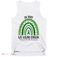 In May We Wear Green Mental Health Awareness Rainbow Tank Top thumb 0