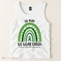 In May We Wear Green Mental Health Awareness Rainbow Tank Top thumb 2