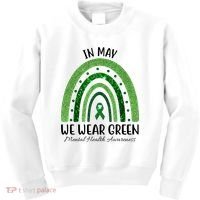 In May We Wear Green Mental Health Awareness Rainbow Kids Sweatshirt thumb 0